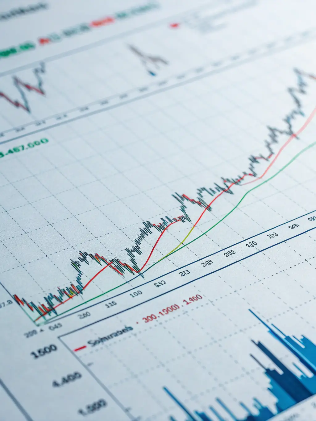 A close-up shot of a stock chart displaying an upward trend, symbolizing growth and potential returns in the stock market for Aljohar's clients.